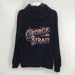 George Straight GS Zip-Up Hoodie Sweatshirt  Concert Casual Black Size Medium